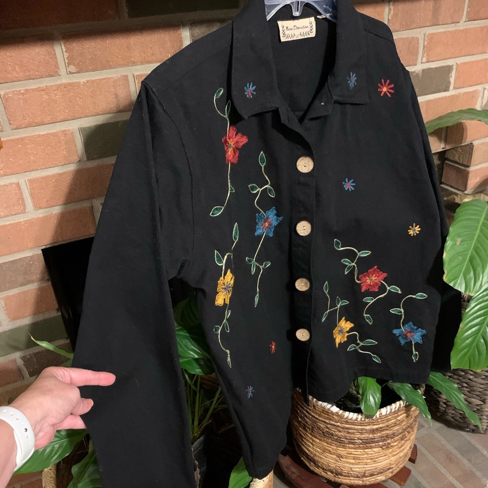 XL embroidered black casual jacket - Picture 1 of 14